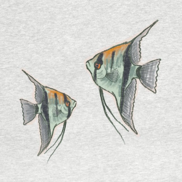 Angel Fish Angelfish Pair Design by sheehanstudios